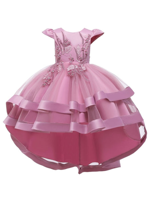 Flower Girl Dresses Jewel Neck Tulle Sleeveless With Train Princess Silhouette Bows Kids Social Party Dresses