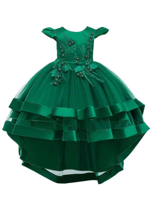 Jewel Neck Tulle Sleeveless 3D Floral Princess Hi-LoFlower Girl Dress —  Bridelily
