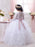 Flower Girl Dresses Jewel Neck Tulle Long Sleeves Floor-Length Ball Gown Bows Kids Pageant Dresses