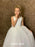 Jewel Neck White Glitter Little Girl Dress for Chrismas Birthday Party Sleevelesss Flower Girl Dress with Bowknot - Flower Girl Dresses