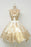 Junior Popular Gold Applique Tulle Homecoming A-line Short Prom Dresses - Prom Dresses