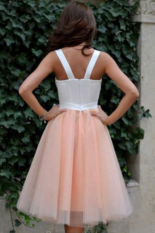 Knee Length Sweetheart Straps Tulle Homecoming Cheap Short Prom Dress - Prom Dresses