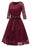 Lace 3/4 Sleeve V-Neck Red Hollow Out Female Robe Dress - lace dresses