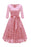 Lace 3/4 Sleeve V-Neck Red Hollow Out Female Robe Dress - pink dress / S - lace dresses