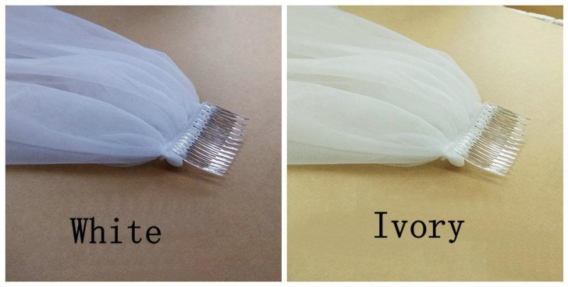Lace Appliques Cotton 3 Meter Wedding Veils | Bridelily - WHITE / 300cm - wedding veils