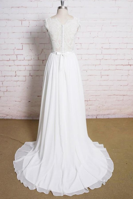 Lace Chiffon A-line Court Train Wedding Dress - Wedding Dresses