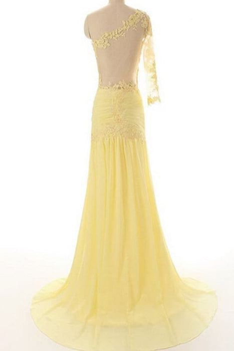 Lace Chiffon Daffodil Long Prom Evening Dresses - Prom Dresses