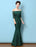 Lace Evening Dress Off The Shoulder Mermaid Party Dress Dark Green Half Sleeve Maxi Occasion Dress wedding guest dress