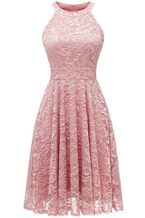 Lace Off-the-Shoulder Women Street Dress - Pink / S - lace dresses