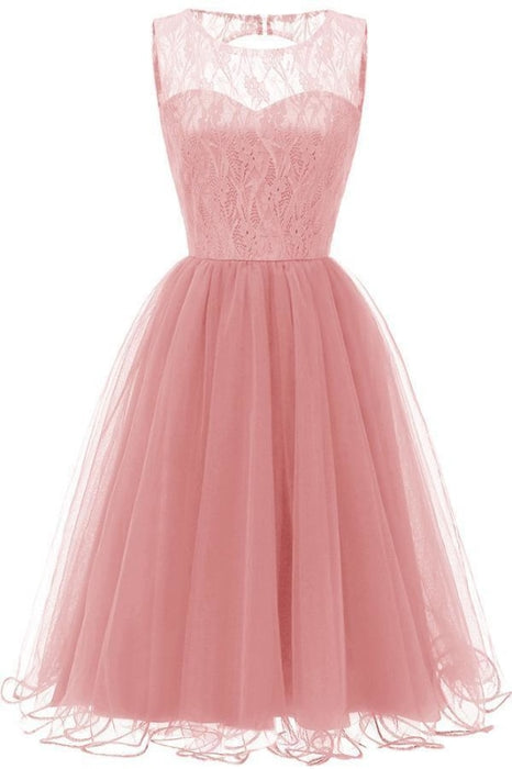 Lace Patchwork Women Street Dress - pink dress / S - lace dresses