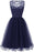 Lace Patchwork Women Street Dress - navy blue dress / S - lace dresses