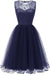 Lace Patchwork Women Street Dress - navy blue dress / S - lace dresses