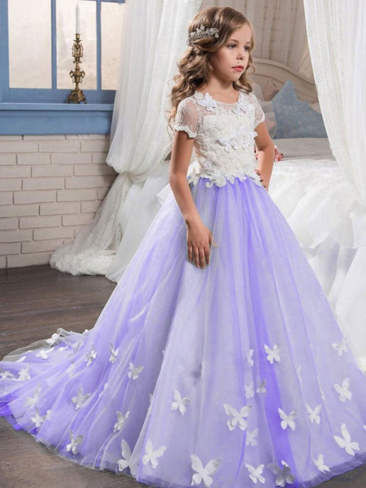 short sleeve flower girl dress Seraphina Short Sleeve Sage Floral Flower Girl Dress