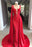 Lace Sleeveless Red Prom Dresses with Cape - Prom Dresses