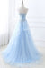 Lace-up Appliques Tulle Long A-line Prom Dress - Prom Dress