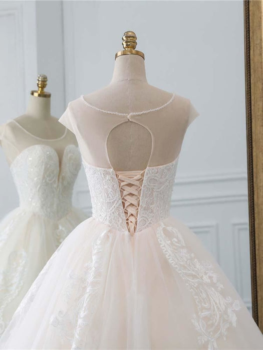 Lace-Up Ball Gown Wedding Dresses - wedding dresses