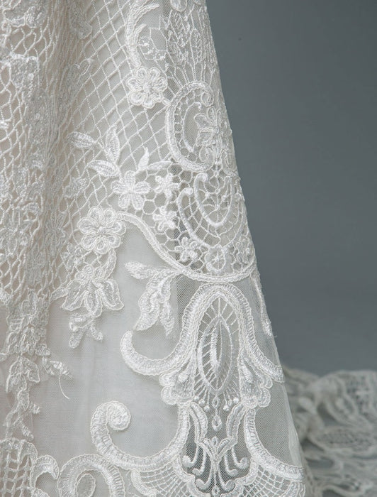 Lace Wedding Dress Mermaid Sweetheart Strapless Sleeveless Floor Length With Train Bridal Dresses