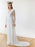 Lace Wedding Dress With Train A-Line Long Sleeves V-Neck Ivory Bridal Gowns