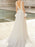 Lace Wedding Dress With Train Dropped Long Sleeves Lace V Neck Bridal Gowns