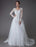 Lace Wedding Dresses Ball Gown V Neck Long Sleeve Backless Princess Bridal Dress
