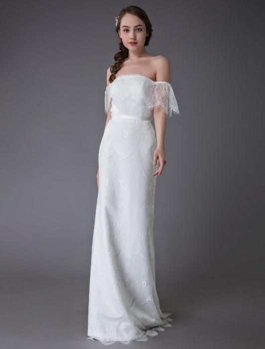 Lace Wedding Dresses Boho Off Shoulder Bridal Dress Summer Beach Wedding Gowns
