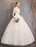 Lace Wedding Dresses Ivory Illusion Neckline Half Sleeve Floor Length Princess Wedding Dress