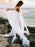 Spaghetti-Strap Backless Lace Bohemian Wedding Dresses - White / Floor Length - wedding dresses