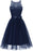 Lace Women Lovely Bowknot Midi Pink Dress - navy blue dress / S - lace dresses