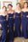 Latest Elegant Eye-catching Dark Blue Sweetheart Bridesmaid Dress Long Mermaid Strapless Prom Gown with Belt - Prom Dresses