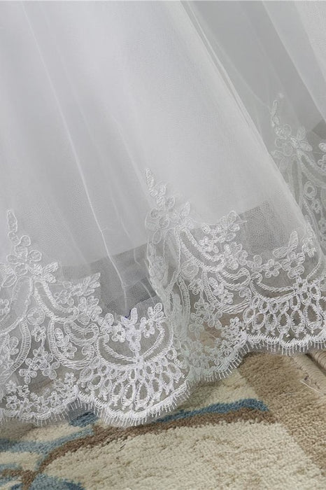 Latest Lace-up Tulle Appliques A-line Wedding Dress - Wedding Dresses