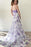 Lavender Spaghetti Straps V Neck Floral Chiffon Prom Dress with Lace - Prom Dresses