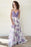 Lavender Spaghetti Straps V Neck Floral Chiffon Prom Dress with Lace - Prom Dresses