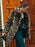Leopard Faux Fur Coat Women Winter Coat Turndown Collar Fluffy Coat