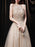 Light Blond Evening Dress A-Line Jewel Neck Sleeveless Lace-up Chains Sequined Floor Length Formal Party Dresses
