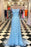 Light Blue Appliques Spaghetti Straps Lace-Up Mermaid Prom Dress - Light Blue - Prom Dresses