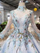 Light Blue Ball Gown Wedding with Lace Flowers Beading Quinceanera Dresses - Prom Dresses