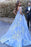 Light Blue Ball Gowns Lace Appliques Off Shoulder Big Wedding Dress - Wedding Dresses