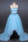 Light Blue High Low Strapless Prom Hi-Lo Tulle Evening Dresses - Prom Dresses