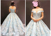 Light Blue Off the Shoulder Ball Gown Quinceanera Dress Senior Lace Prom Dresses - Prom Dresses