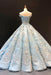 Light Blue Off the Shoulder Ball Gown Quinceanera Dress Senior Lace Prom Dresses - Prom Dresses
