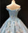 Light Blue Off the Shoulder Ball Gown Quinceanera Dress Senior Lace Prom Dresses - Prom Dresses