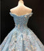 Light Blue Off the Shoulder Ball Gown Quinceanera Dress Senior Lace Prom Dresses - Prom Dresses
