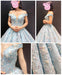 Light Blue Off the Shoulder Ball Gown Quinceanera Dress Senior Lace Prom Dresses - Prom Dresses