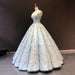 Light Blue Off the Shoulder Ball Gown Quinceanera Dress Senior Lace Prom Dresses - Prom Dresses