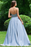 Light Blue Strapless Long Prom Appliques A Line Cheap Formal Dress with Beads - Prom Dresses