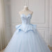 Light Blue Sweetheart Ball Gown Beading Tulle Prom Sweep Train Quinceanera Dress - Prom Dresses