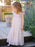 Light Pink Flower Girl Dresses Jewel Neck Polyester Sleeveless Ankle-Length A-Line Lace Kids Party Dresses