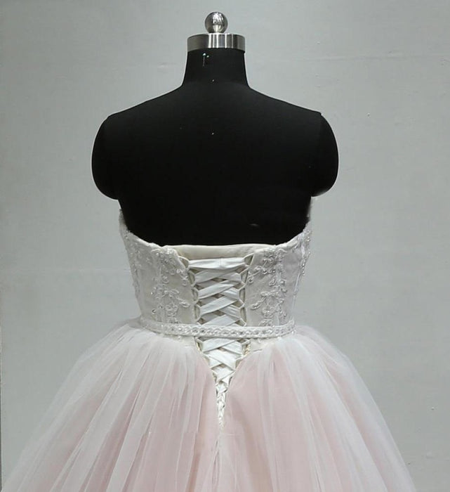 Light Pink Strapless Sweetheart Charming Affordable Layers Long Prom Dresses Ball Gown - Prom Dresses