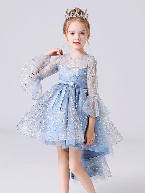 Light Sky Blue Flower Girl Dresses Half Sleeves Sequins Formal Kids Pa Bridelily Light Sky Blue Flower Girl Dresses Half Sleeves Sequins Formal Kids Pa Bridelily