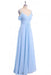 Light Sky Blue Off Shoulder Spaghetti Strap Chiffon Dresses Floor Length Formal Dress - Prom Dresses